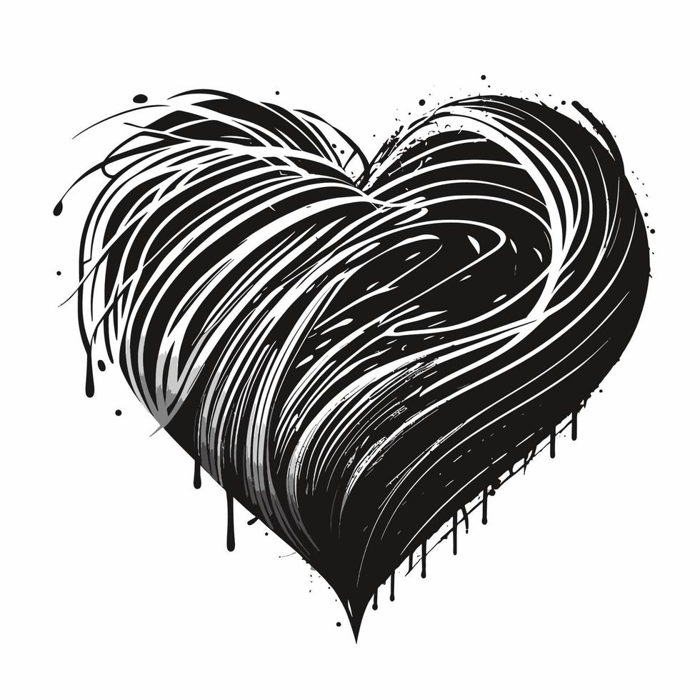 coeur icône coeur dessiné à la main signe - dessin au pinceau calligraphie coeur symbole coeur noir - illustration vectorielle de coeur dessin animé vecteur