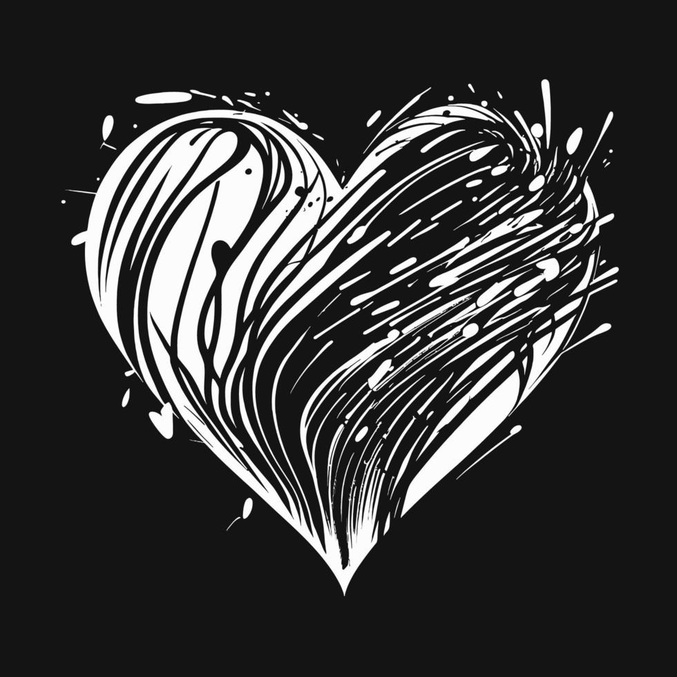 coeur icône coeur dessiné à la main signe - dessin au pinceau calligraphie coeur symbole coeur noir - illustration vectorielle de coeur dessin animé vecteur