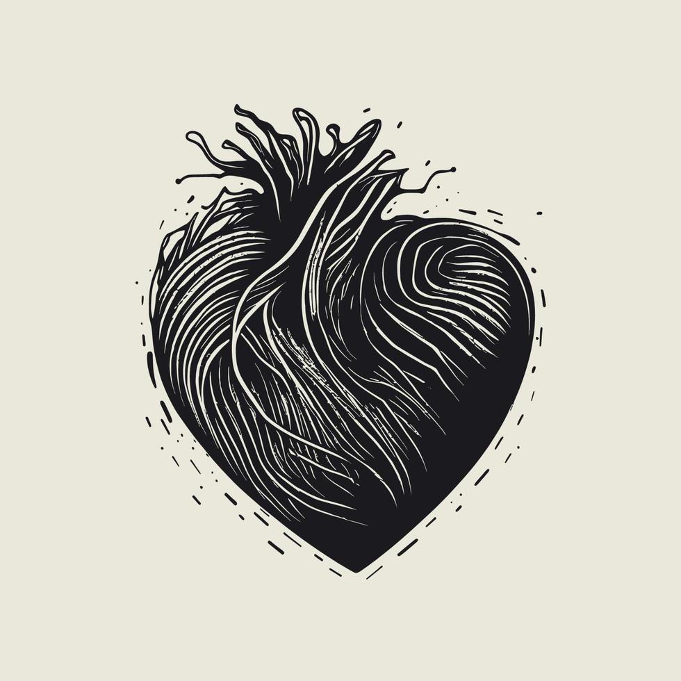 coeur icône coeur dessiné à la main signe - dessin au pinceau calligraphie coeur symbole coeur noir - illustration vectorielle de coeur dessin animé vecteur