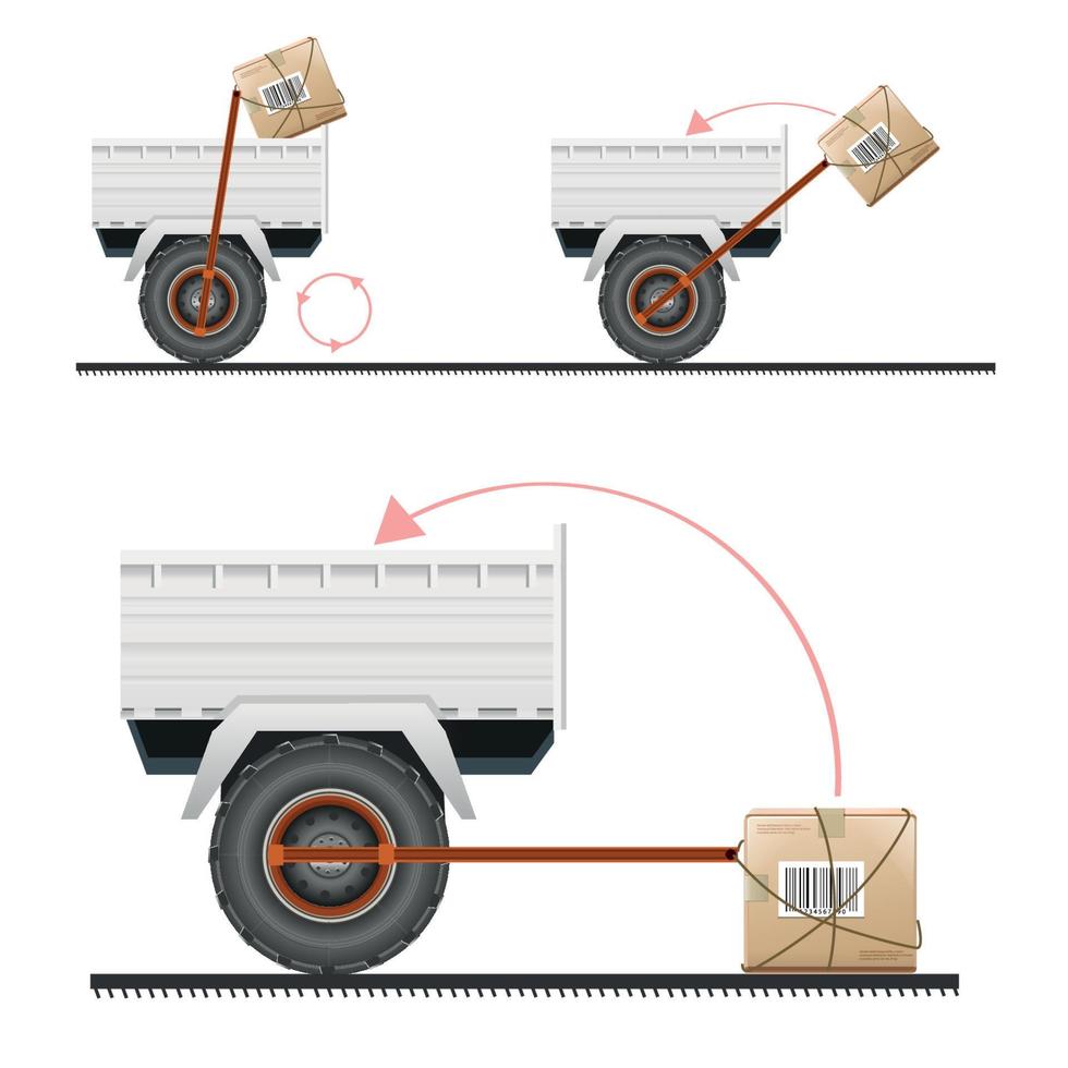 chargement de la cargaison dans le camion à l'aide de roues vecteur