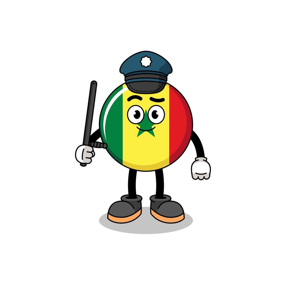 illustration de dessin animé de la police du drapeau sénégal vecteur