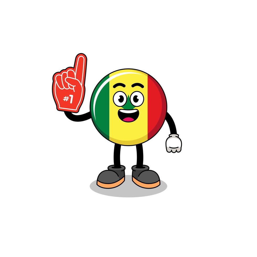 mascotte de dessin animé des fans du drapeau sénégal numéro 1 vecteur