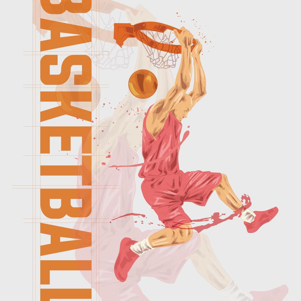 personnage dillustration de joueur de basket dans un style abstrait vecteur