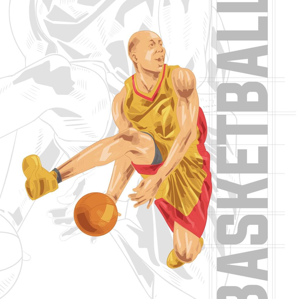 personnage dillustration de joueur de basket dans un style abstrait vecteur