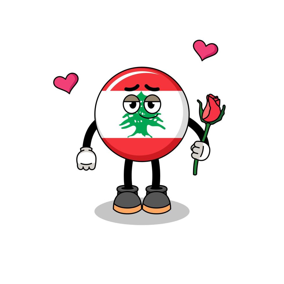 mascotte du drapeau du liban tombant amoureux vecteur