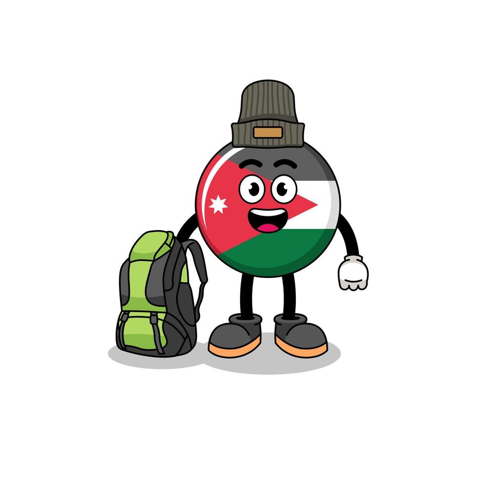 illustration de la mascotte du drapeau jordanien en tant que randonneur vecteur