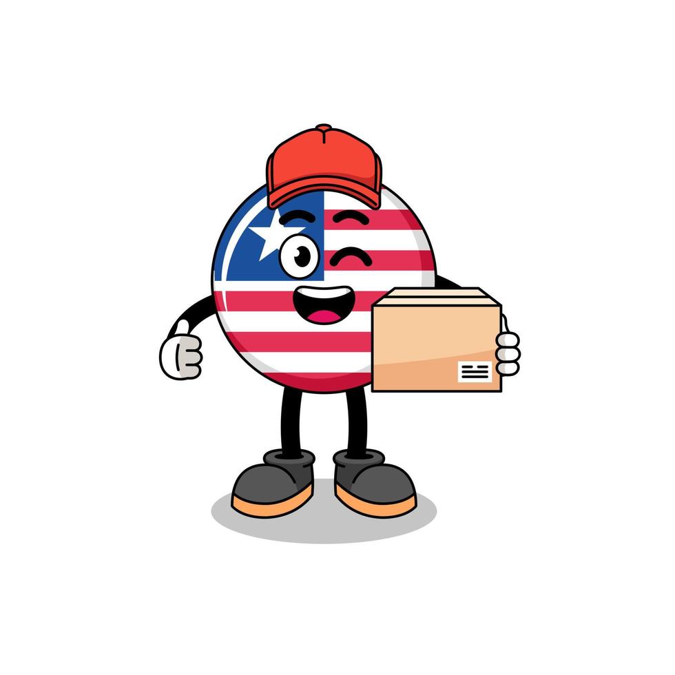 dessin animé de mascotte de drapeau du libéria en tant que courrier vecteur