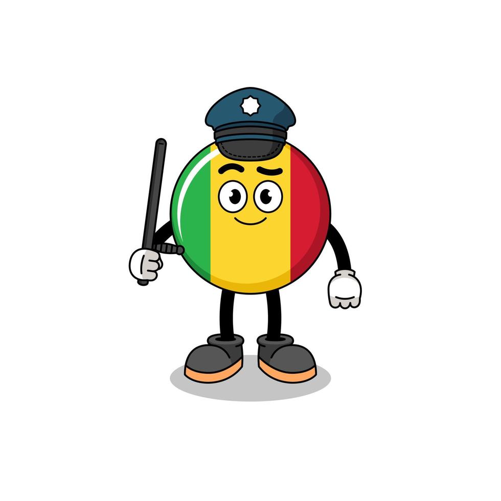 illustration de dessin animé de la police du drapeau malien vecteur