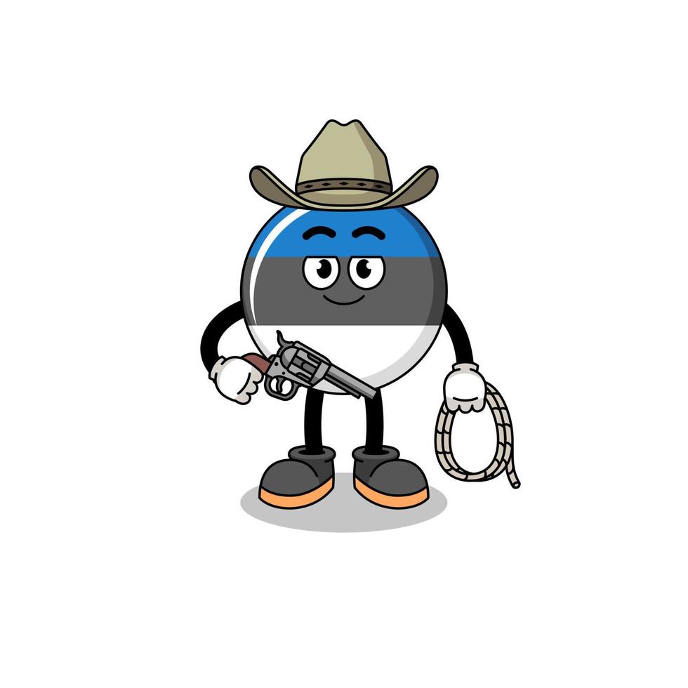 mascotte de personnage du drapeau estonien en tant que cow-boy vecteur