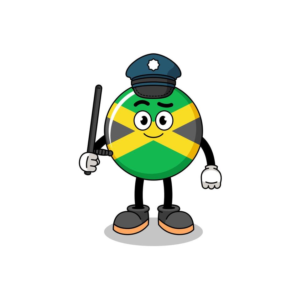 illustration de dessin animé de la police du drapeau de la jamaïque vecteur