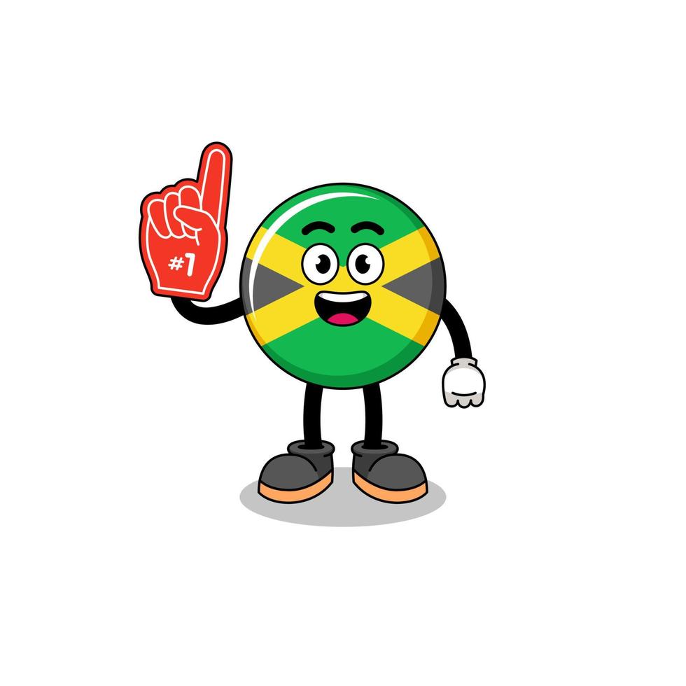 mascotte de dessin animé des fans du drapeau jamaïcain numéro 1 vecteur