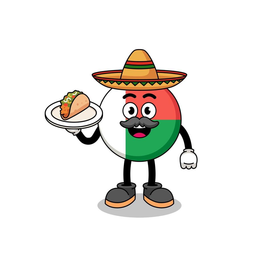 personnage de dessin animé du drapeau de madagascar en tant que chef mexicain vecteur