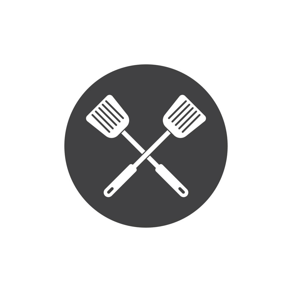 spatule et pan logo icône de cuisine et kithen vecteur