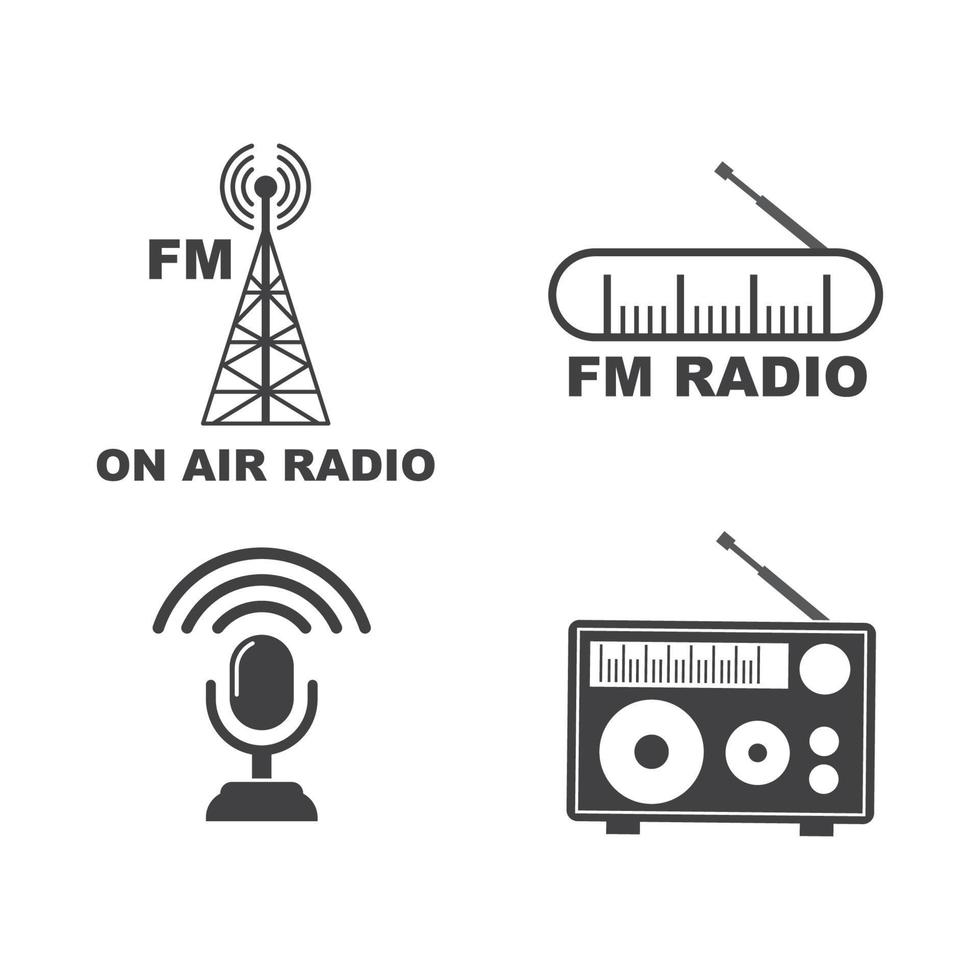 illustration vectorielle de l'icône du logo de diffusion de radio à l'antenne vecteur