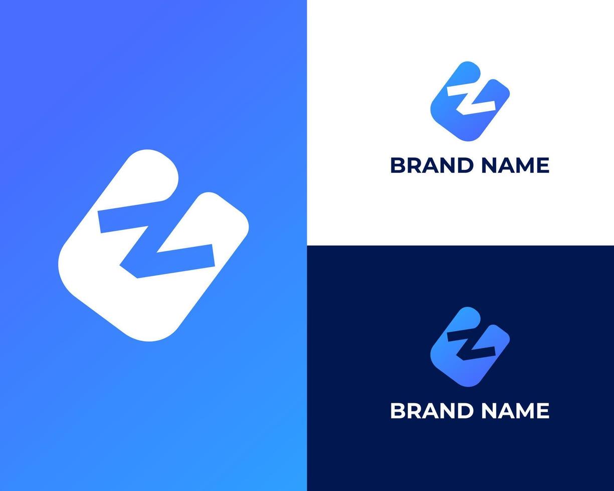 icône de conception de logo créatif lettre moderne uz vecteur