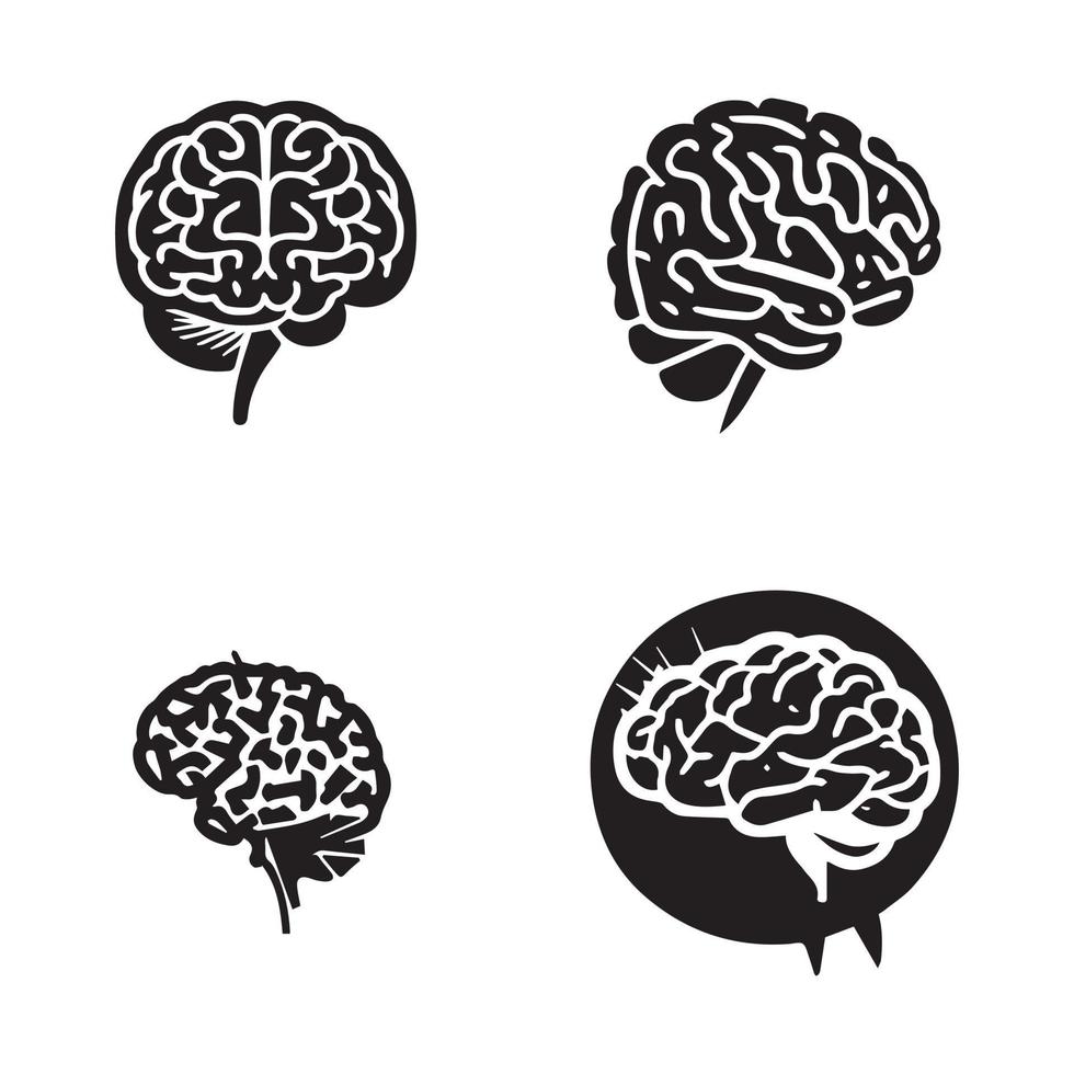 icône du cerveau humain, contour noir vectoriel du logo