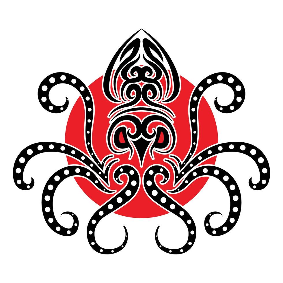 graphique de conception de tatouage de calamars tribaux vecteur