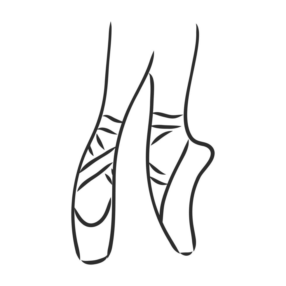 chaussures de pointe ballerines croquis vectoriel