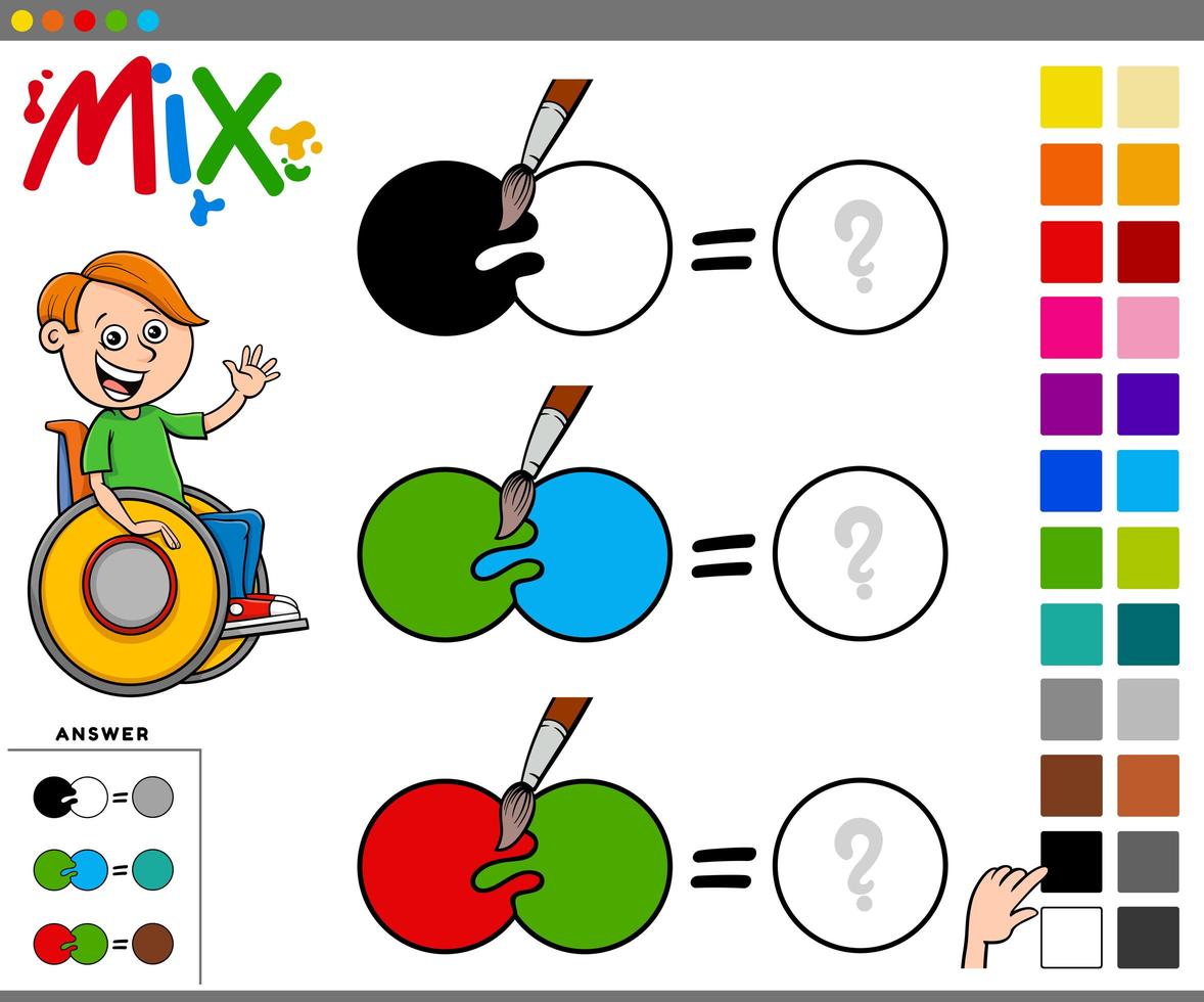 mélanger les couleurs tâche éducative pour les enfants vecteur