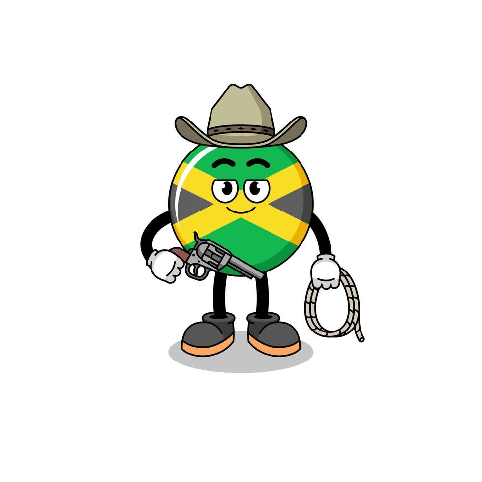 mascotte de personnage du drapeau de la jamaïque en tant que cow-boy vecteur