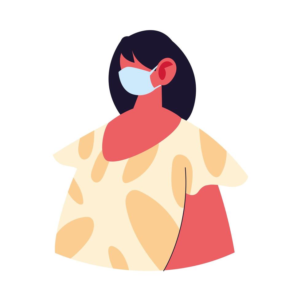 dessin animé avatar femme avec conception de vecteur de masque