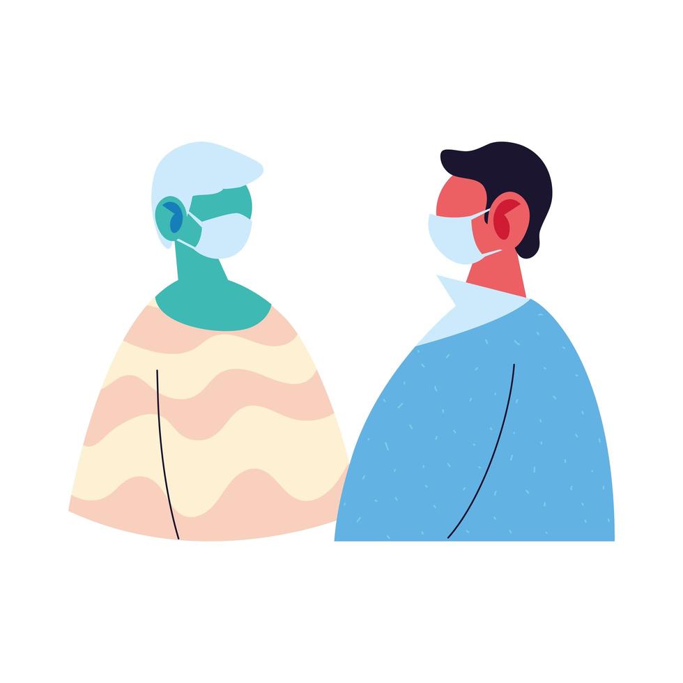 hommes avatars dessins animés avec conception de vecteur de masques