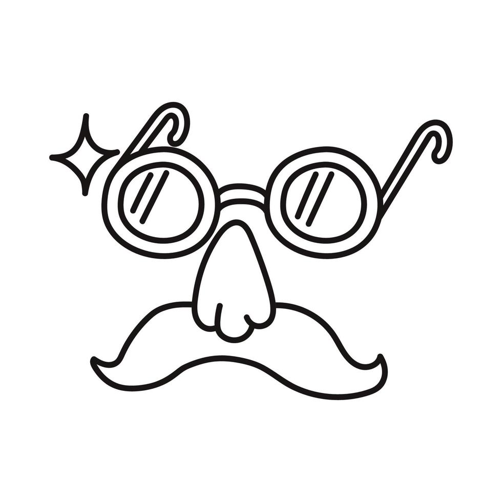 lunettes drôles avec moustache. élément de conception. illustration de vecteur d'art ligne dessinés à la main isolé sur fond blanc.