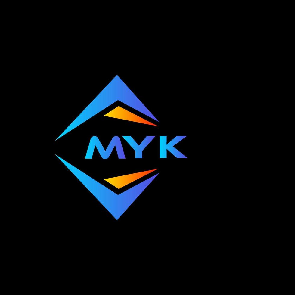 création de logo de technologie abstraite myk sur fond noir. concept de logo de lettre initiales créatives myk. vecteur