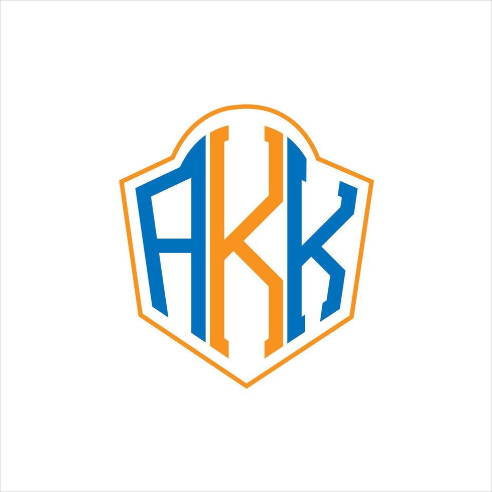 création de logo de bouclier de monogramme abstrait akk sur fond blanc. logo de lettre initiales créatives akk. vecteur