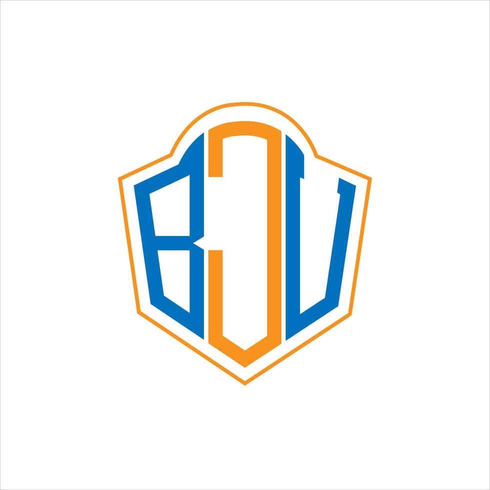 création de logo de bouclier de monogramme abstrait bju sur fond blanc. logo de lettre initiales créatives bju. vecteur