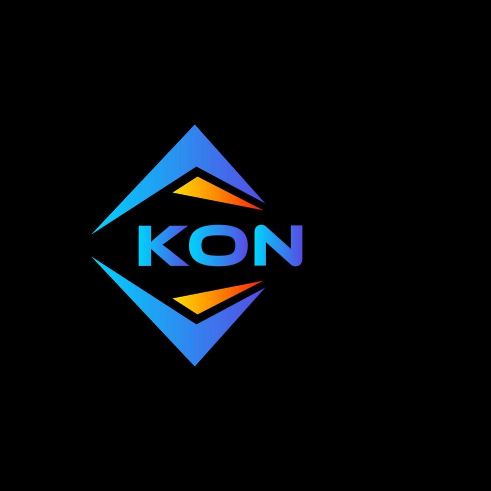 création de logo de technologie abstraite kon sur fond noir. concept de logo de lettre initiales créatives kon. vecteur