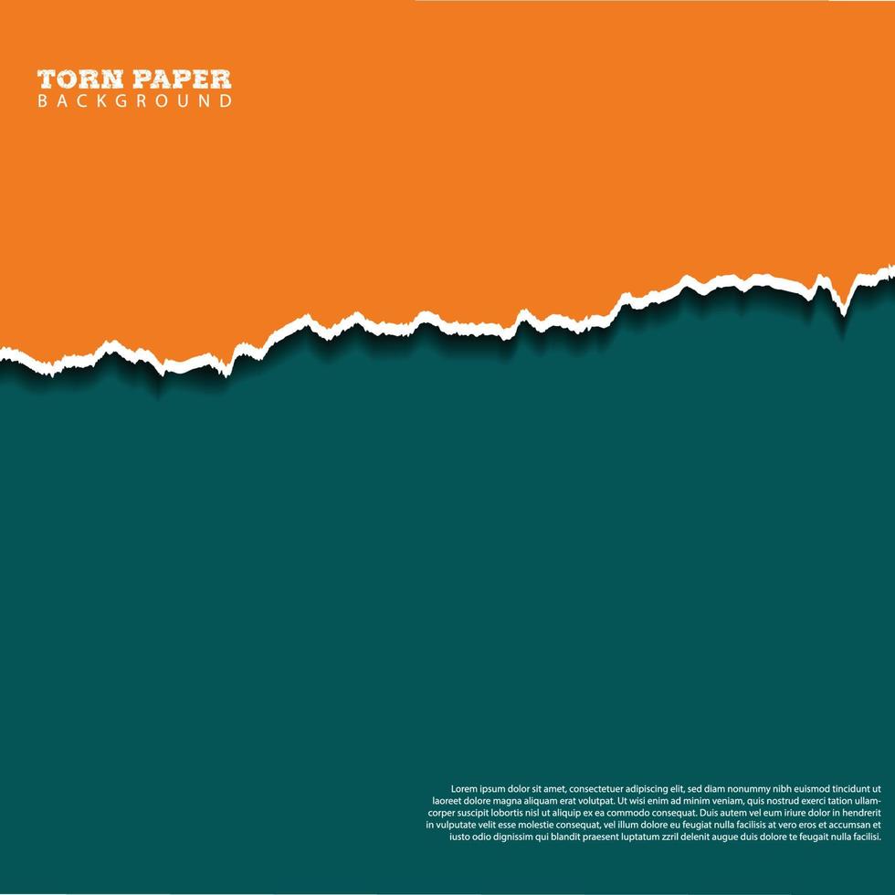 conception de bannière effet papier déchiré vert orange vecteur