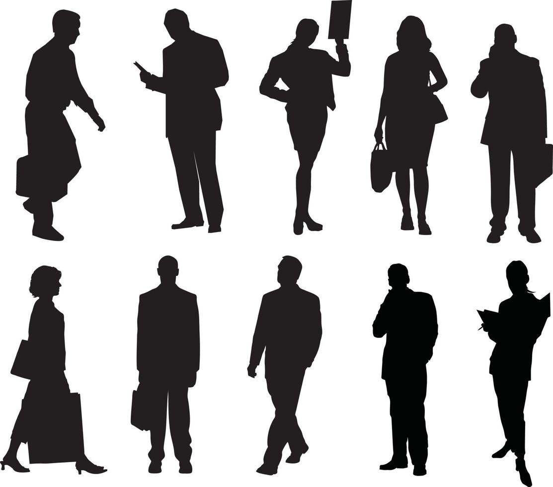 silhouettes d'hommes et de femmes d'affaires vecteur