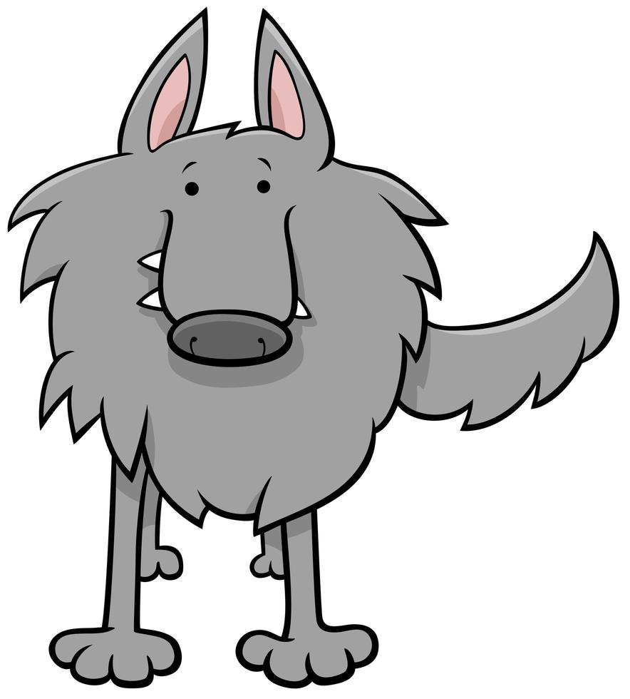 personnage animal sauvage de dessin animé de loup gris vecteur