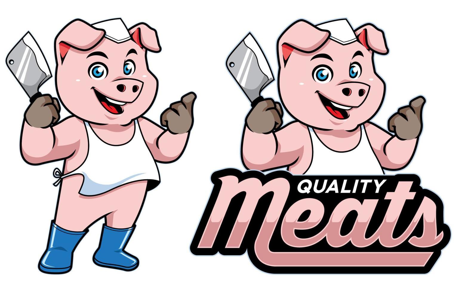 mascotte de magasin de viande vecteur