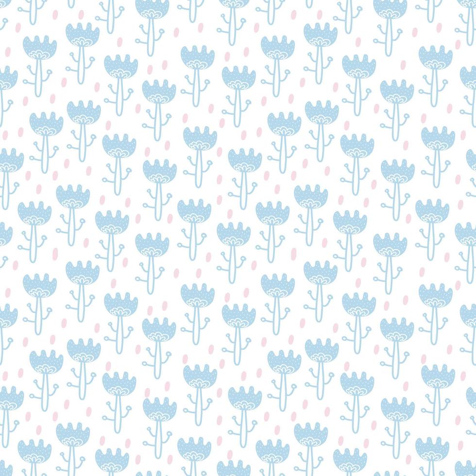 fleurs de style folk scandi. dessin animé rose motif floral sans couture. style folk scandinave. pour le tissu, les cartes, le papier peint, la décoration intérieure. vecteur