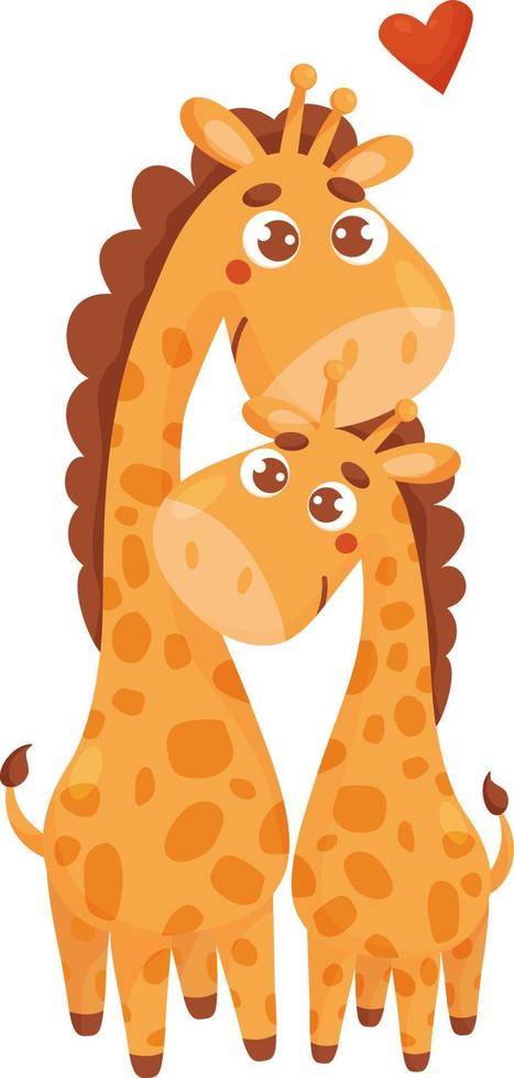 jolies girafes. maman et bébé vecteur