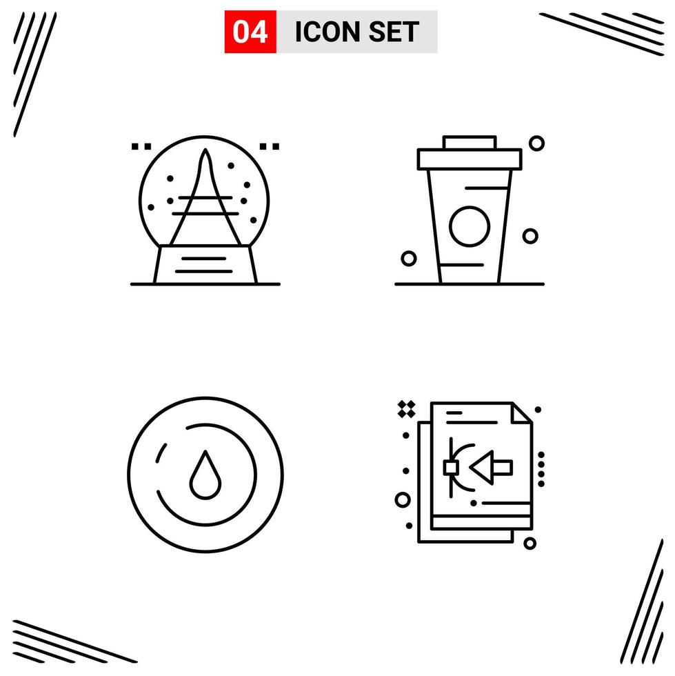 Style de ligne 4 icônes. symboles de contour créatifs basés sur une grille pour la conception de sites Web. signes d'icône de ligne simple isolés sur fond blanc. 4 jeu d'icônes. vecteur