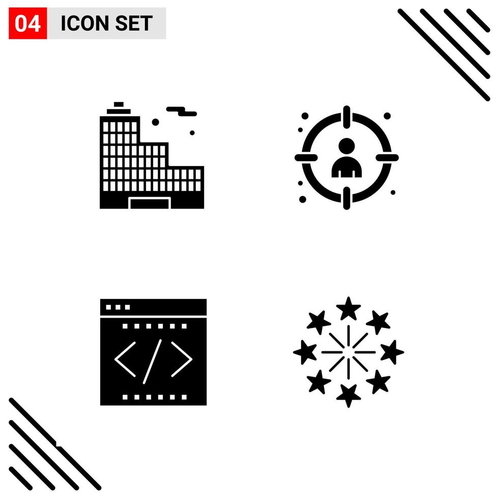 pixel parfait ensemble de 4 icônes solides. jeu d'icônes de glyphe pour la conception de sites Web et l'interface d'applications mobiles. vecteur