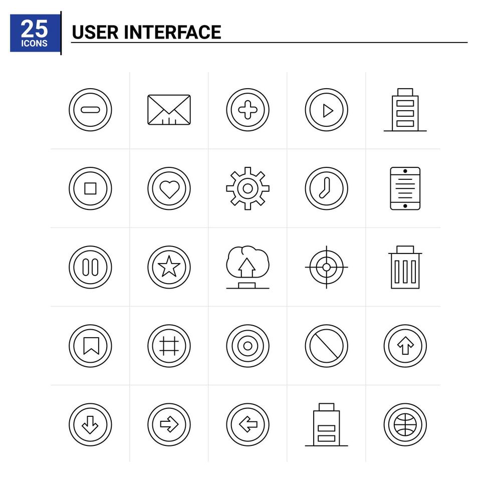 25 jeu d'icônes d'interface utilisateur. fond de vecteur