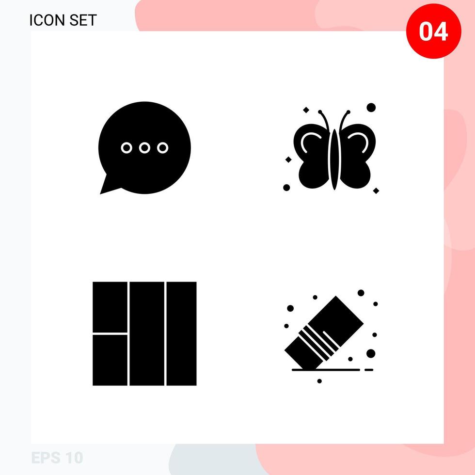 pack vectoriel de 4 icônes de style solide. pack de glyphes créatifs isolé sur fond blanc pour le web et le mobile.