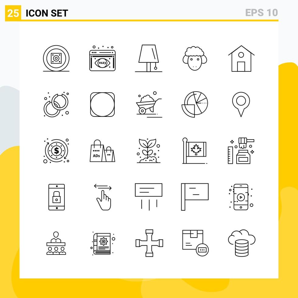 collection de 25 icônes de ligne universelles. jeu d'icônes pour le web et le mobile. vecteur