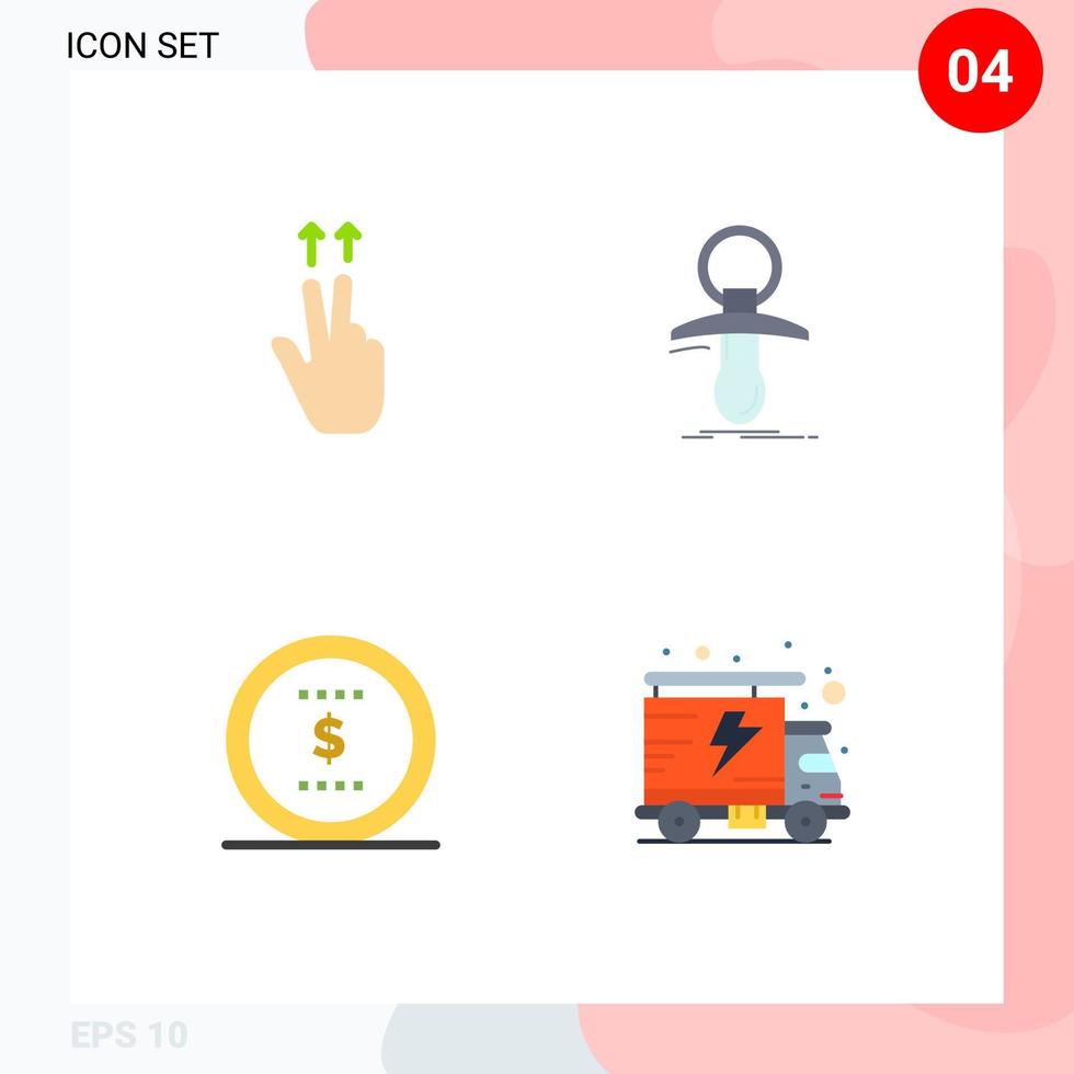 pack d'icônes plates de 4 symboles universels de doigts coin bébé mamelon bureau éléments de conception vectoriels modifiables vecteur