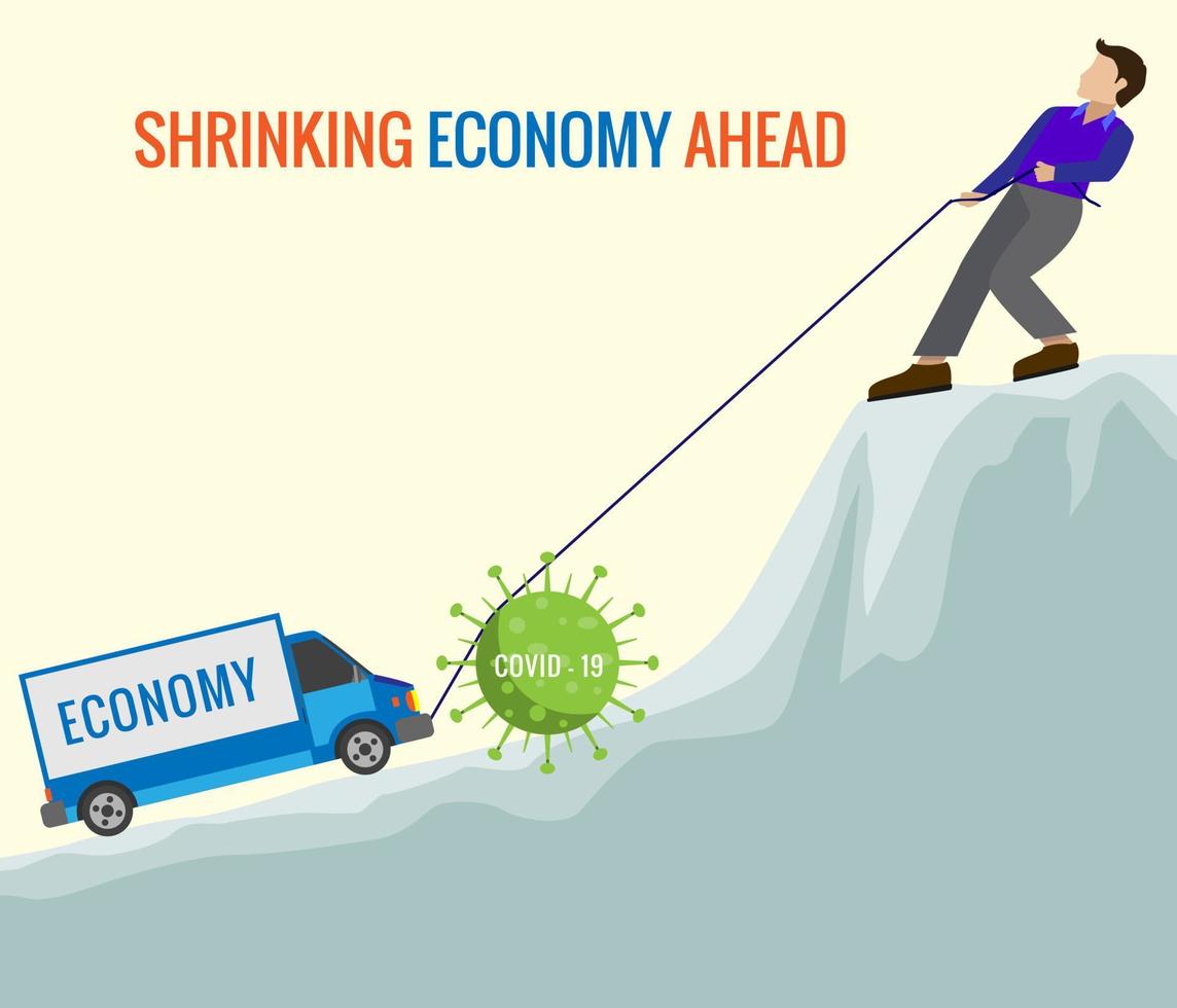 contraction de l'économie à venir en raison de la pandémie de coronavirus covid 19 vecteur