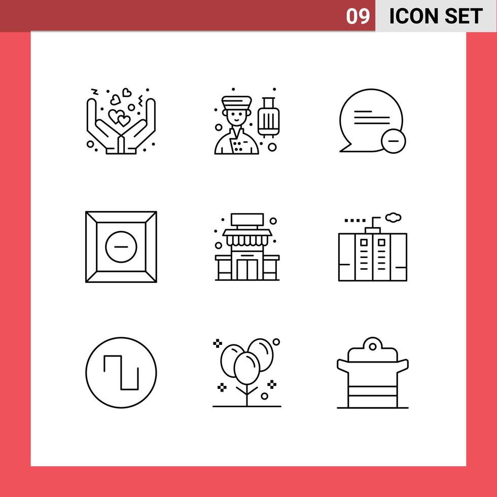 9 ensemble de contours d'interface utilisateur de signes et symboles modernes du service de produit de magasin supprimer le message éléments de conception vectoriels modifiables vecteur