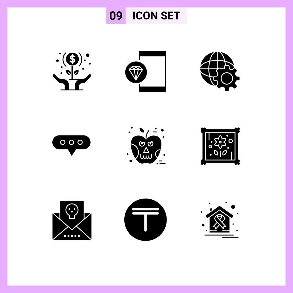 symboles d'icônes universels groupe de 9 glyphes solides modernes d'halloween commentaire développement chat internet éléments de conception vectoriels modifiables vecteur