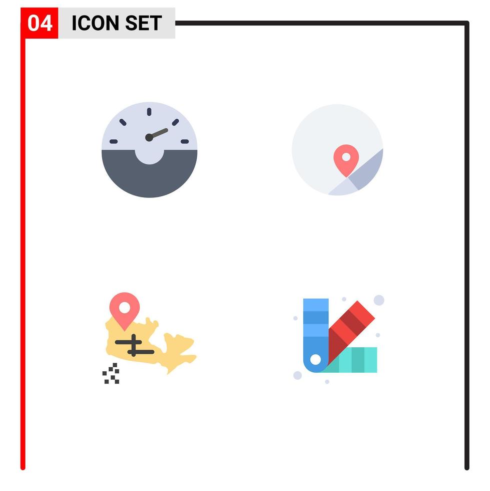 4 icônes plates vectorielles thématiques et symboles modifiables de l'emplacement du tableau de bord éléments de conception vectoriels modifiables de développement de carte de base vecteur