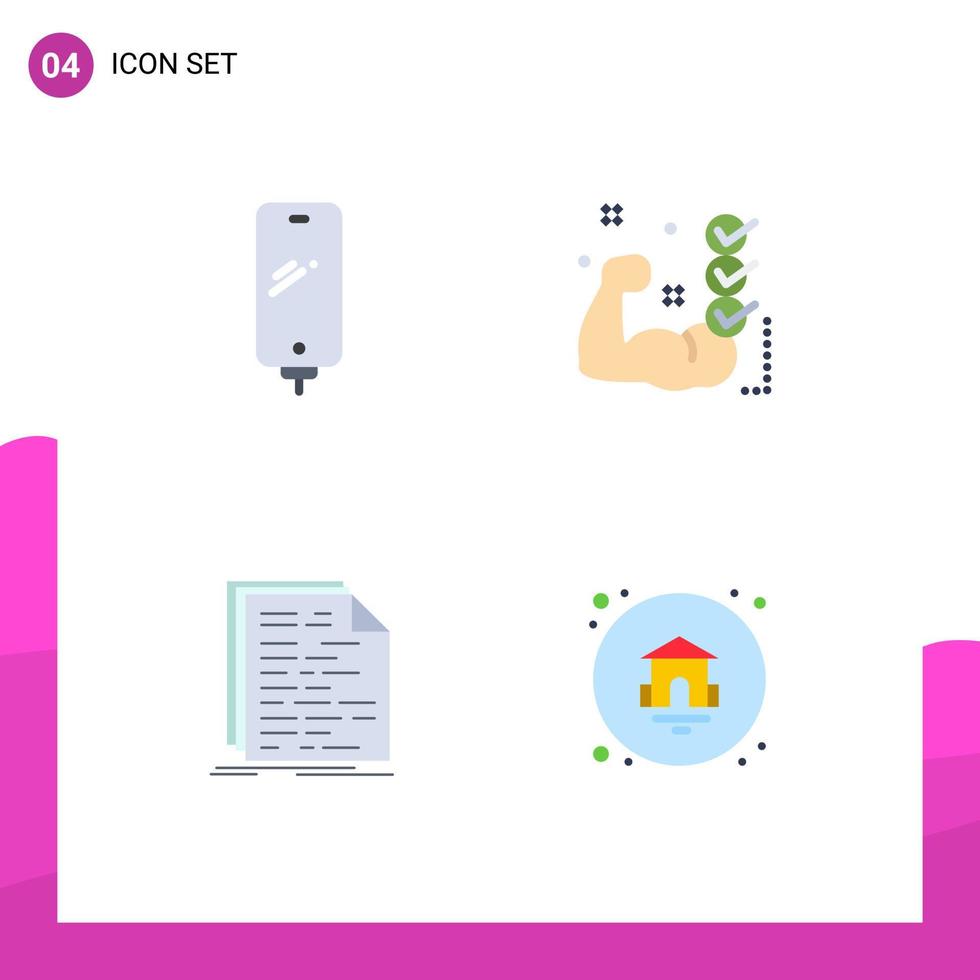 symboles d'icônes universelles groupe de 4 icônes plates modernes de liste de contrôle de charge musculaire de téléphone codant des éléments de conception vectoriels modifiables vecteur