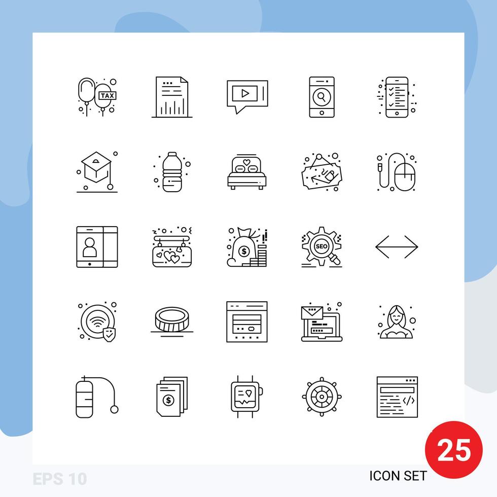 25 icônes créatives signes et symboles modernes de fichiers de téléphone web personnes éléments de conception vectoriels modifiables en vidéo vecteur