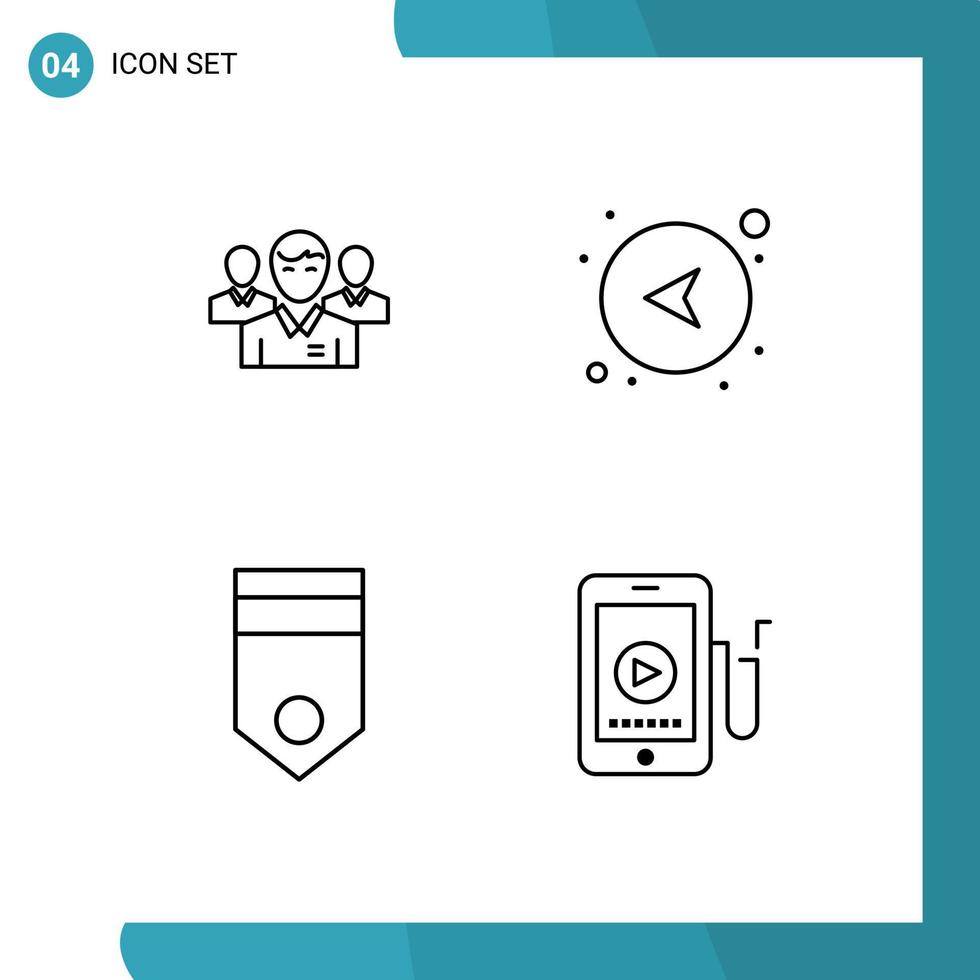 Pack de 4 lignes d'interface utilisateur de signes et symboles modernes d'éléments de conception vectoriels modifiables de l'armée de la personne exécutive du réseau d'équipe vecteur